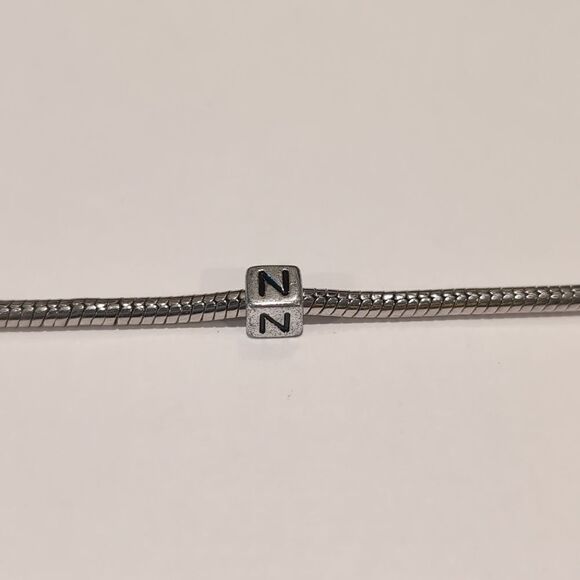Silver N Spacer Charm for Pandora Style Bracelet - Picture 1 of 5